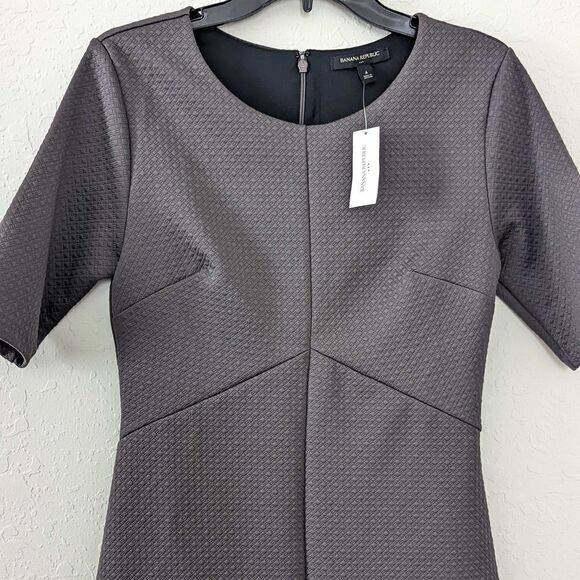 NWT Banana Republic Dress Women's Fit & Flare Midi Gray Brand New Dark Academia - Picture 5 of 10
